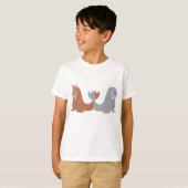 Schattige mannelijke en Vrouw walrussen T-shirt (Voorkant volledig)