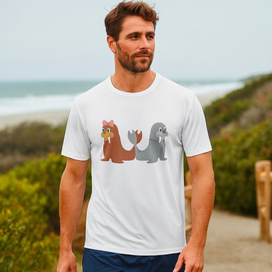 Schattige mannelijke en Vrouw walrussen T-shirt