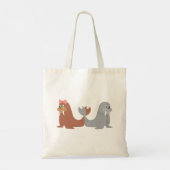 Schattige mannelijke en Vrouw walrussen Tote Bag (Achterkant)