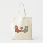 Schattige mannelijke en Vrouw walrussen Tote Bag (Voorkant)