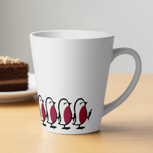 Schattige Marcherende Roodborstjes Eenvoudige Voge Latte Mok