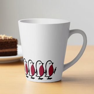 Schattige Marcherende Roodborstjes Eenvoudige Voge Latte Mok