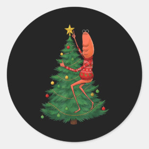 Schattige Marcus The Worm Prettig Kerstfeest Sinte Ronde Sticker