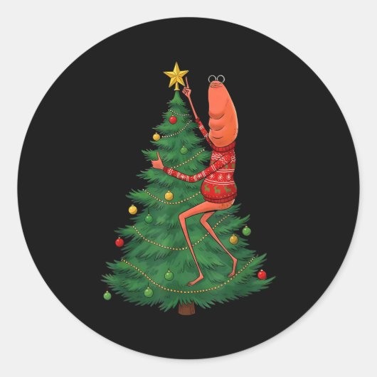 Schattige Marcus The Worm Prettig Kerstfeest Sinte Ronde Sticker (Voorkant)