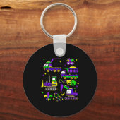 Schattige Mardi Gras bouwtrucks graafmachine speel Sleutelhanger (Voorkant)