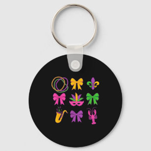 Schattige Mardi Gras Coquette Strikken Sleutelhanger