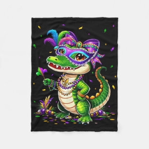 Schattige Mardigator Mardi Gras Alligator Kostuum  Fleece Deken