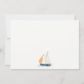 Schattige marine blauwe zeilboot pastel kinderverj notitiekaartje (Achterkant)