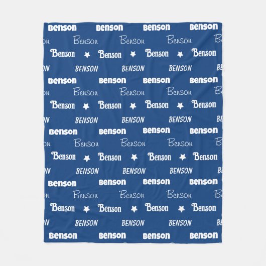 Schattige marineblauw herhalende naam gepersonalis fleece deken (Voorkant)