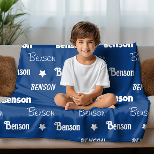 Schattige marineblauw herhalende naam gepersonalis fleece deken