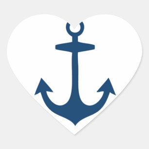 Schattige marineblauw nautisch geïnspireerd hart sticker