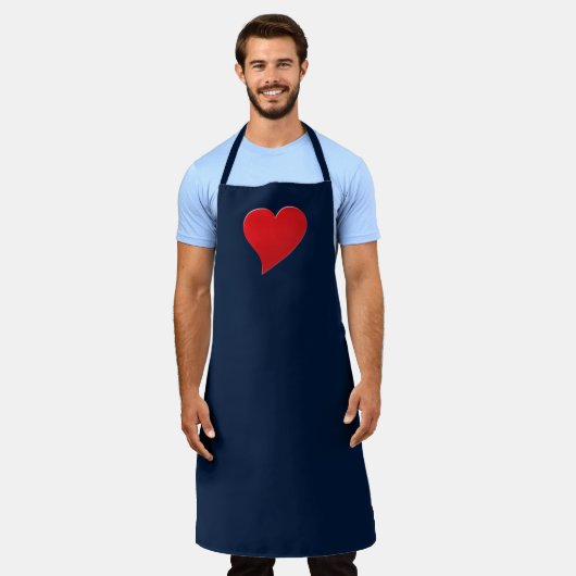 Schattige marineblauw rood groot hart minimalistis schort (Gedragen)