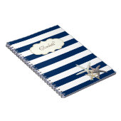 Schattige marineblauwe strepen, Starfish, speciaal Notitieboek (Rechterzijde)