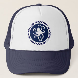 Schattige marineblauwe & witte octopus trucker pet