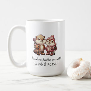 Schattige Marmot paar samen op avontuur Koffiemok