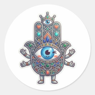 Schattige Marokkaanse Amazigh Hamsa Boze Oog Kawai Ronde Sticker