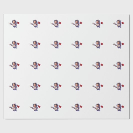 Schattige Marokkaanse astronaut Kawaii 3D sticker Cadeaupapier (Vlak)