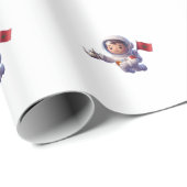 Schattige Marokkaanse astronaut Kawaii 3D sticker Cadeaupapier (Rol Hoek)