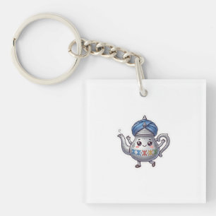Schattige Marokkaanse Berber-theepot Kawaii-sticke Sleutelhanger