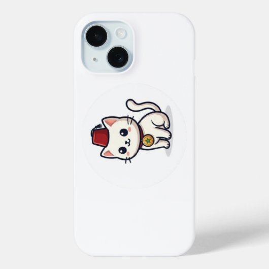 Schattige Marokkaanse Kawaii Kat met Fez Sticker Case-Mate iPhone Case (Achterkant)