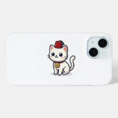 Schattige Marokkaanse Kawaii Kat met Fez Sticker Case-Mate iPhone Case (Achterkant (horizontaal))