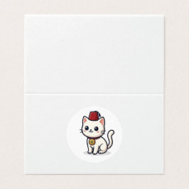 Schattige Marokkaanse Kawaii Kat met Fez Sticker Kaart