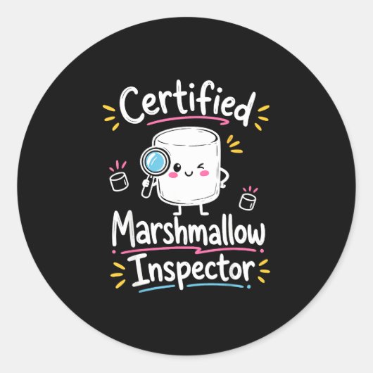 Schattige marshmallow liefhebber ronde sticker (Voorkant)