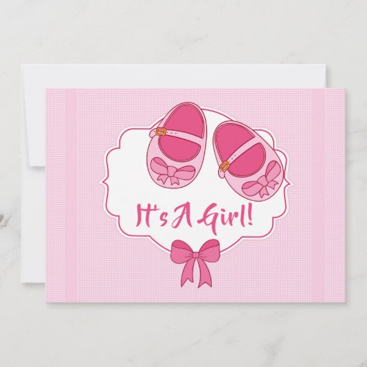 Schattige "Mary Janes" Het is een meisje Baby show Kaart (Voorkant)