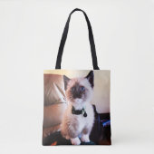 Schattige Mask Blue Eyed Siamese Kitten Photo Tote Bag (Voorkant)