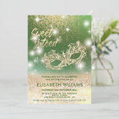 Schattige Masquerade charmant glittery ombre green Kaart (Staand voorkant)