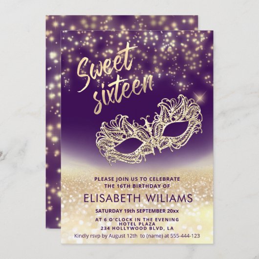 Schattige Masquerade charmant glittery ombre Kaart (Voorkant / Achterkant)