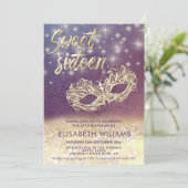 Schattige Masquerade charmant glittery ombre paars Kaart (Staand voorkant)