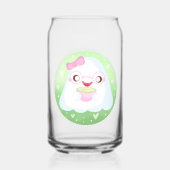 Schattige Matcha Latte Geest Blikvorm Glas (Achterkant)
