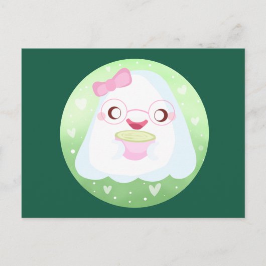 Schattige Matcha Latte Geest Briefkaart (Voorkant)