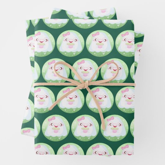 Schattige Matcha Latte Geest Inpakpapier Vel (In situ)