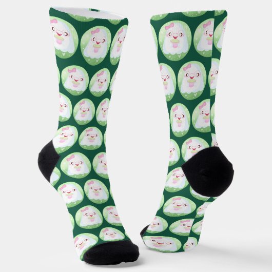 Schattige Matcha Latte Geest Sokken (Gebogen)