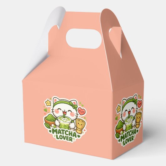 Schattige Matcha Liefhebber Kat Bedankdoosjes (Voorkant)