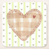 Schattige matching rustieke hart en strepen Schatt Kartonnen Onderzetters (Voorkant)