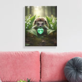Schattige May Hedgehog met Smaragden Hart Canvas Afdruk (Insitu (Woonkamer))