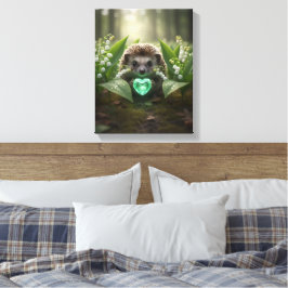 Schattige May Hedgehog met Smaragden Hart Canvas Afdruk