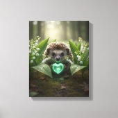 Schattige May Hedgehog met Smaragden Hart Canvas Afdruk (Voorkant)