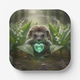 Schattige May Hedgehog met Smaragden Hart Papieren Bordje
