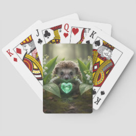 Schattige May Hedgehog met Smaragden Hart Pokerkaarten