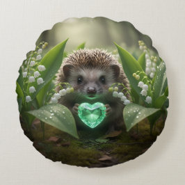 Schattige May Hedgehog met Smaragden Hart Rond Kussen