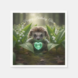 Schattige May Hedgehog met Smaragden Hart Servet