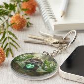 Schattige May Hedgehog met Smaragden Hart Sleutelhanger (Voorkant Rechts)