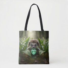 Schattige May Hedgehog met Smaragden Hart Tote Bag