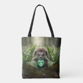 Schattige May Hedgehog met Smaragden Hart Tote Bag (Achterkant)