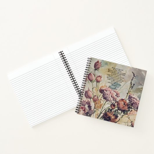 Schattige Meadow WildFlowers Emerson Quote Pink Jo Notitieboek (Binnen)