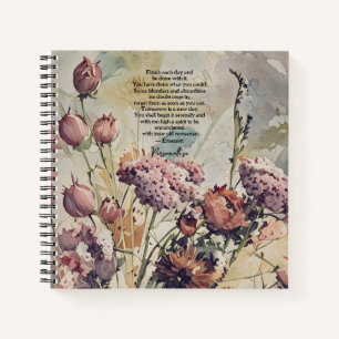 Schattige Meadow WildFlowers Emerson Quote Pink Jo Notitieboek